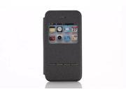 Olen Classic Series Smart Window View Touch Metal Front Flip Cover Folio Case for iPhone 5s Black