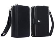 Olen 2 in 1 Magnetic Detachable Removable Wallet Zipper PU Leather Case with Strap and Credit Card Slot for iPhone 5s Black