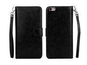 Olen 2 in 1 Luxury Fashion Pu Leather Magnet Wallet Flip Case Cover with Built in Card Slot for iPhone 5s Black