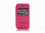 Olen Classic Series Smart Window View Touch Metal Front Flip Cover Folio Case for iPhone 6 6s Pink