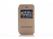 Olen Classic Series Smart Window View Touch Metal Front Flip Cover Folio Case for iPhone 4s Brown