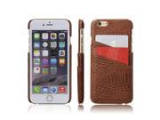 Olen Crocodile Skin Series Luxury Leather Case Cover with Card Slot for iPhone 6 iPhone 6s Brown