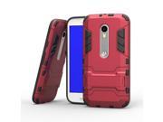 Olen Armor Series Moto G3 Case TPU and PC 2 in 1 Kickstand Protective Cover Finish Case for Motorola G3 Red