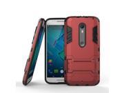 Olen Armor Series Moto X Style Case TPU and PC 2 in 1 Kickstand Protective Cover Finish Case for Motorola X Style Red