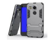 Olen Armor Series LG Google Nexus 5X Case TPU and PC 2 in 1 Kickstand Protective Cover Finish Case for LG Google Nexus 5X Gray