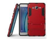 Olen Armor Series Samsung Galaxy On7 Case TPU and PC 2 in 1 Kickstand Protective Cover Finish Case for Samsung Galaxy On7 Red