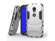 Olen Armor Series Moto G2 Case TPU and PC 2 in 1 Kickstand Protective Cover Finish Case for Motorola G2 Silver