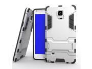 Olen Armor Series Samsung Galaxy N9100 Note 4 Case TPU and PC 2 in 1 Kickstand Protective Cover Finish Case for Samsung Galaxy N9100 Note 4 Silver