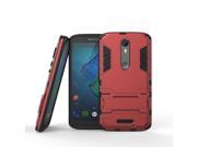 Olen Armor Series Moto X Force Case TPU and PC 2 in 1 Kickstand Protective Cover Finish Case for Motorola X Force Red