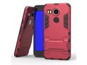 Olen Armor Series LG Google Nexus 5X Case TPU and PC 2 in 1 Kickstand Protective Cover Finish Case for LG Google Nexus 5X Red