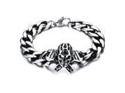 Olen Jewelry Gothic Skull Biker Stainless Stee Curb Chain Bracelet for Men 8.66