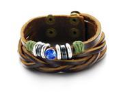 Olen Jewelry Genuine Cow Leather Bracelets Wrap Bangle Adjustable Length Crystal Chain Wristband Gift
