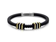 Olen Jewelry Genuine Silicone Stainless Steel Clasp Wristband Men s Bracelet Men s Gift 7.68 Inch Length