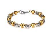 Olen Jewelry Fashion Stainless Steel Men s Bracelet Chain Gold Ball Wristband Bangle Men s Gift 8.58 Inch