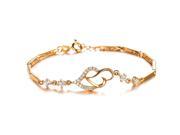Olen Jewelry18k Gold Plated Elegant Women s Link Bracelet Double Heart Gold Bracelet Wedding Gifts