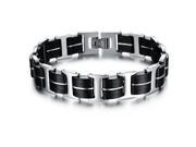Jewelry Fashion Genuine Silicon Men s Bracelet Stainless Steel Wristband 22cm Length Bangle Gift