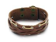 Jewelry Genuine Cow Leather Brown Bracelets Wrap Bangle Adjustable Length Wristband Link Gift