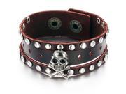 Jewelry Genuine Cow Leather Bracelets Cool Wrap Bangle Adjustable Length Chain Skulls Wristband Gift