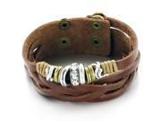 Olen Jewelry Fashion Cow Leather Bracelets Adjustable Length Wrap Bangle Crystal Wristband Link Old Bronze