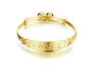 Olen Jewelry 18k Gold Plated Auspicious Peace Lucky Heart Pattern Bangle with Bells for Children