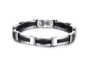 Olen Jewelry Genuine Silicon Men s Bracelet Delicate Clasp Wristband Bangle 8.2 Inch