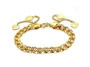 Olen Jewelry 18k Gold Plated Women s Bracelets Heart Pendants Chain Link Gold Bracelet 8mm 7.28 Inch