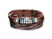 Olen Jewelry Fashion Genuine Leather Men s Bracelet Circle Chain Wristband Adjustable Length Bangle Gift