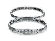 Olen Jewelry Healthy Stainless Steel Bracelets Crystal Energy Magnetic Wrist Couples Bracelet Lovers 1pair