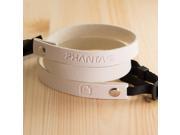 Leather camera neck strap for pocket and mirrorless camera White