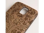 Samsung Galaxy S5 engraved walnut wood wooden case in floral pattern
