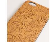 iPhone 6 engraved cherry wood wooden case in leaves pattern