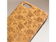 iPhone 5 5S engraved bamboo case in rose pattern