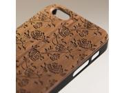 iPhone 5 5S engraved walnut wood wooden case in rose pattern
