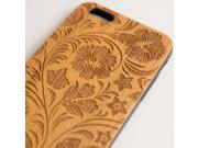 iPhone 6 plus engraved cherry wood wooden case in floral 3 pattern
