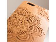 iPhone 6 plus engraved cherry wood wooden case in mandala lace pattern