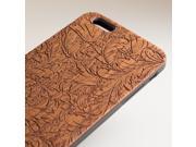 iPhone 6 plus engraved sapele wood wooden case in leaves pattern