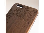 iPhone 6 plus engraved walnut wood wooden case in floral heart pattern