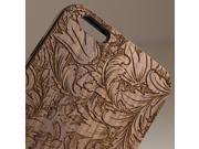iPhone 6 plus engraved walnut wood wooden case in leaves pattern