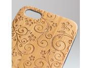 iPhone 5 5S engraved bamboo case in floral 4 pattern