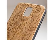 Samsung Galaxy S5 engraved bamboo case in floral 3 pattern