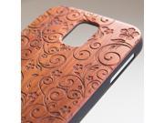 Samsung Galaxy S5 engraved rosewood wooden case in floral 4 pattern