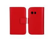 MOONCASE Cowskin Flip Leather Wallet Card Pouch Stand Back Case Cover For Samsung Galaxy Y S5360 Red