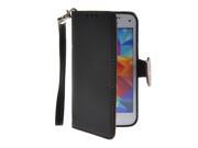MOONCASE Litchi Skin Premium PU Leather Wallet Pouch Flip Bracket TPU Case Cover for Samsung Galaxy S5 Mini Black