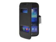 MOONCASE Slim PU Leather Side Flip Bracket Window Case Cover for Samsung Galaxy Ace 3 S7270 S7272 Black