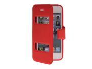 MOONCASE Slim PU Leather Side Flip Bracket Window Case Cover for Apple iPhone 5 5S Red