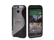 MOONCASE S Line Flexible Soft Gel Tpu Silicone Skin Back Stand Case Cover For HTC One 2 M8 Black