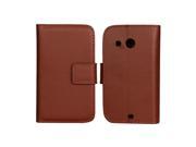 MOONCASE Cowskin Flip Leather Wallet Card Pouch Stand Back Case Cover For HTC Desire C A320e Brown