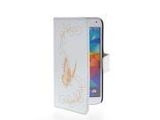 MOONCASE Butterfly Leather Flip Wallet Card Pouch Stand Back Case Cover For Samsung Galaxy S5 I9600 White