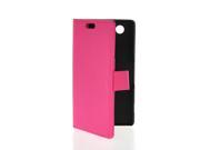 MOONCASE Litchi Skin Flip Leather Wallet Card Slot Pouch Stand Case Cover For Sony Xperia Z3 Compact Mini Hot pink