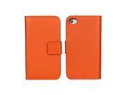 MOONCASE Cowskin Flip Leather Wallet Card Pouch Stand Back Case Cover For Apple iPhone 4 4S Orange